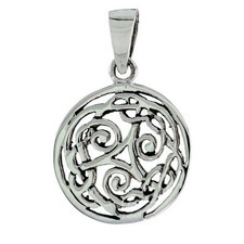 Plata de Ley Celta Whirl Colgante Redondo / Charm, Italiano Caja Cadena comprar usado  Enviando para Brazil