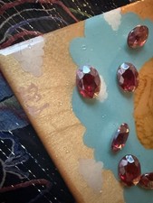 Granada escarlate rubi rosa cintilante corte esmeralda AB strass folha de vidro gema traseira! comprar usado  Enviando para Brazil