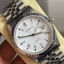 Raro Sandoz President data quartzo índice romano mostrador branco relógio suíço vintage masculino comprar usado Raro Sandoz President data quartzo índice romano mostrador branco relógio suíço vintage masculino comprar usado  Enviando para Brazil