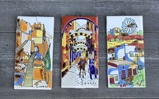 Conjunto de 3 azulejos decorativos vintage pintados à mão Neofitou Keramik  comprar usado  Enviando para Brazil