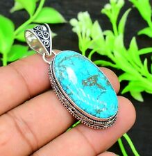 Colgante de joyería de plata de ley 925 hecho a mano con piedras preciosas turquesa azul talla 2,2"" segunda mano  Embacar hacia Mexico