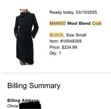 Mango wool coat for sale  Redwood City
