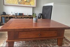 Mesa de centro de madeira maciça com gaveta de armazenamento – Estilo rústico comprar usado  Enviando para Brazil