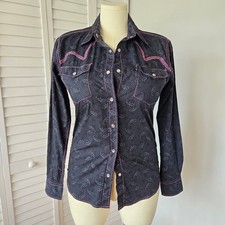 Usado, Camisa faroeste de algodão paisley preta hardware cowgirl tamanho M Y2K rodeio glam grunge comprar usado  Enviando para Brazil