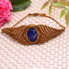 Bracelete feito à mão natural lápis-lazúli boho macramê cura cristal comprar usado  Enviando para Brazil