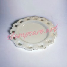 Placa de vidro leitoso vintage âncora borda de renda chique gasto 8-1/4" reticulada  comprar usado  Enviando para Brazil