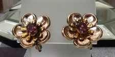 BRINCOS VINTAGE RETRÔ DÉCADA DE 1940 ROSA AMARELA FOLHEADOS A OURO 12K COM CLIPE DE FLOR DE STRASS comprar usado  Enviando para Brazil