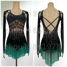 Vestido de patinaje artístico para mujer/niña vestido de patinaje sobre hielo spandex teñido negro segunda mano  Embacar hacia Mexico
