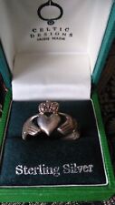 Vintage 1950 Dublin Hallmarks Claddagh 925 Anel de Prata Reino Unido EUA 9,75 Caixa Original comprar usado  Enviando para Brazil