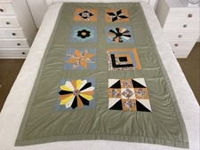 Colcha de retalhos floral geométrica colorida feita à mão algodão puro 190cm x 110cm comprar usado  Enviando para Brazil