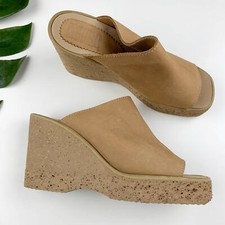 Sandálias Bongo Slides Plataforma Cunha Couro Marrom Claro Chinelo Y2K Feminino 10 comprar usado  Enviando para Brazil