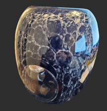 Vaso vaso meia-noite azul profundo portal arte vidro cristal janelas 9" x 7" raro, usado comprar usado  Enviando para Brazil