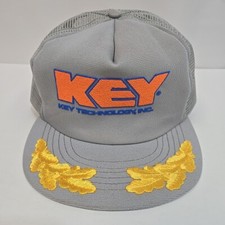 Chapéu caminhoneiro vintage Key Technology Inc Snapback folha dourada cinza feito nos EUA espuma comprar usado  Enviando para Brazil