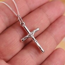 Pingente de prata esterlina 925 sólido cruz crucifixo corrente colar presente na caixa comprar usado  Enviando para Brazil