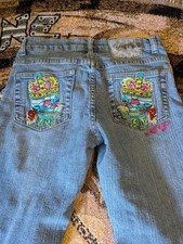 Jeans feminino vintage Ed Hardy Christian Audigier tamanho 9/10 28 polegadas bordado Y2K comprar usado  Enviando para Brazil