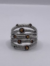 Anel Judith Ripka prata esterlina multi banda/haste dividida moldura citrino tamanho 8 comprar usado  Enviando para Brazil