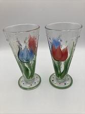 2x Vidro de arte italiano pintado à mão SI-AN/Copos de tulipa com pés/FEITO EM lTALY comprar usado 2x Vidro de arte italiano pintado à mão SI-AN/Copos de tulipa com pés/FEITO EM lTALY comprar usado  Enviando para Brazil