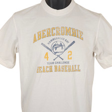 Camiseta masculina vintage Abercrombie & Fitch tamanho médio branca Y2K beisebol de praia comprar usado  Enviando para Brazil