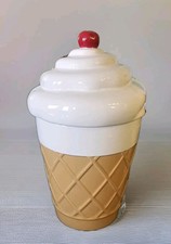 Jarro de biscoito cone sorvete branco marca Cherry Top 12" de altura cerâmica. comprar usado  Enviando para Brazil