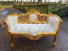 Usado, Sofá Settee francês Louis XVI moldura folha dourada estofado de veludo tufado comprar usado  Enviando para Brazil