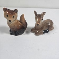Usado, Shakers de sal e pimenta Fox & Deer cerâmica 3 polegadas pequena cabine floresta casa de campo comprar usado  Enviando para Brazil