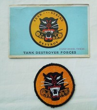 Patch e cartão postal Army Fort Hood Tank Destroyer Segunda Guerra Mundial, usado comprar usado  Enviando para Brazil
