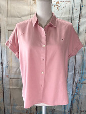 Usado, Blusa feminina Tommy Hilfiger mistura de linho gola rosa manga curta grande comprar usado  Enviando para Brazil