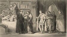 Fundación de la Biblioteca en 1379 Carlos V Grabado 1838 Escritor Sustentador segunda mano  Embacar hacia Mexico