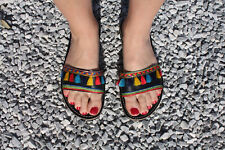 Sandales cuir noir d'occasion  Les Pieux