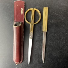 Cuchillo de Colección Alemania Solingen Tijeras y Letras en Estuche de Cuero segunda mano  Embacar hacia Mexico
