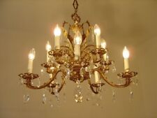 LUSTRE ANTIGO FORMATO CORAÇÃO CRISTAL LATÃO LÂMPADA FRANCESA 12 LUZES Ø 25" comprar usado  Enviando para Brazil