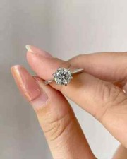 Anel de noivado de ouro branco 14K com diamante solitário corte redondo 2,00 quilates criado em laboratório FN comprar usado  Enviando para Brazil