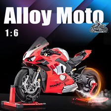 Modelo de motocicleta de liga fundida 1:6 Ducati 4VR com efeito sonoro de partida de ignição vermelho comprar usado  Enviando para Brazil