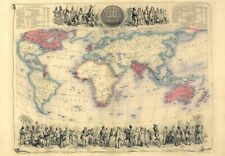 MP44 Vintage 1850 Império Britânico Histórico Vitoriano Mapa do Mundo Cartaz Impressão comprar usado  Enviando para Brazil