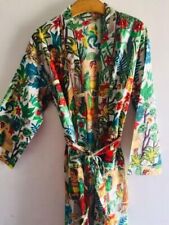 Kimono largo de algodón con estampado Frida Kahlo, bata de baño vintage hecha a mano india segunda mano  Embacar hacia Mexico