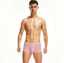 Bolsa masculina confortável de algodão respirável para casa baús boxers listrados casuais shorts comprar usado  Enviando para Brazil