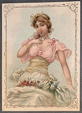 Cartão comercial POZZONI’S FACE POWDER ~ Linda mulher come uma cereja com cerejas no colo comprar usado  Enviando para Brazil