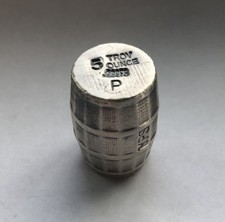 Usado, Barra de barras de prata fina 5 oz YPS "Barrel" 999+ "Yeager's Poured Silver" 4D comprar usado  Enviando para Brazil