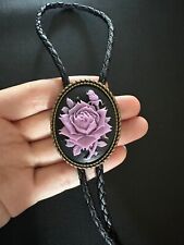 Colar de casamento vintage roxo flor bolo gravata caubói ocidental cordão de couro ecológico comprar usado  Enviando para Brazil