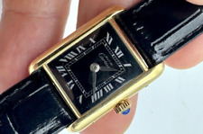 Cartier Tank Años 70 Oro Sólido 18K Cuerda Manual Romana Original Esfera Negra SUIZA segunda mano  Embacar hacia Argentina