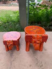 Usado, Banco Pequeño Decorativo De Elefante Hecho A Mano En Madera Tradicional comprar usado  Enviando para Brazil