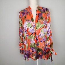 Blusa Alice + Olivia Floral Estampa de Folha Manga Camada Floral Palm Coral Extra Grande comprar usado  Enviando para Brazil