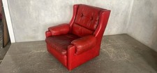 Red leather retro for sale  HALIFAX
