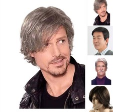 Perucas curtas masculinas cinza natural mistura perucas de cabelo sintético cosplay diário comprar usado  Enviando para Brazil