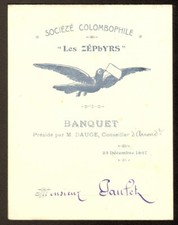 Menu. colombophile society d'occasion  Expédié en Belgium