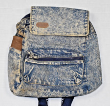 Mochila jeans vintage classe ato anos 90 pedra azul lavada denim grosso zíperes grandes comprar usado  Enviando para Brazil