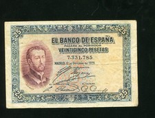 tu_bazar  BILLETE 25   PESETAS  1926  SIN  SERIE MBC, usado comprar usado  Enviando para Brazil