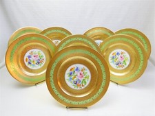 8 placas de armário Royal China Limoges França HP verde floral ouro 22k aros 10,75" comprar usado  Enviando para Brazil