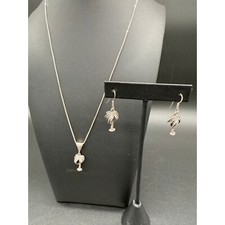Conjunto de pingente e brinco de prata esterlina de palmeira 925 Itália 20" corrente com caixa comprar usado  Enviando para Brazil