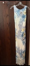 Antigo Vestido Maxi Slip Azul Eva Frisado Azul Marfim Floral Elástico Tamanho 4/6 comprar usado  Enviando para Brazil